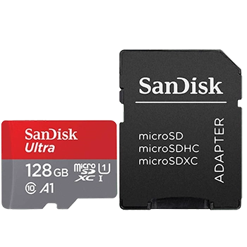کارت حافظه microSDXC سن دیسک Ultra کلاس10 و A1  سرعت 100MBps 667X  با آداپتور SD ظرفیت 128GB